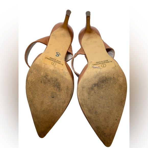 LULU'S Faire Tan High Heeled Mules Shoes Pointed Toe - Size 7 - Picture 8 of 12